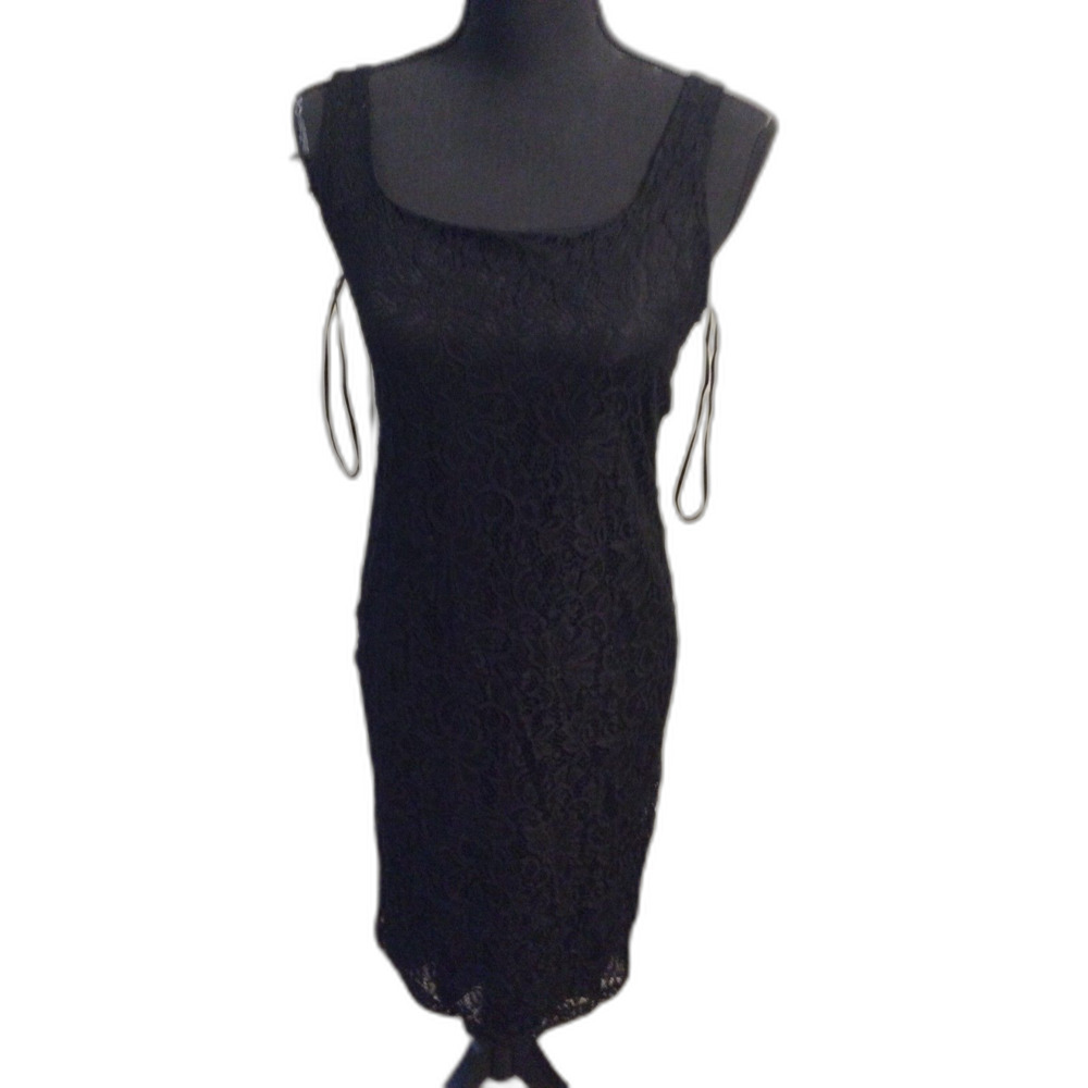 Zara Black Lace Bodycon Dress Sleeveless Large Stretch